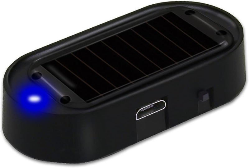 Shudyear Car Solar Power Simulated Dummy Alarm, Anti-Theft LED Flashing Security Light Fake Lamp, Automotive Warning Interior Safety Lights with USB Charger Port,Car Alarm Light Fake Lamp (Blue) - Image 1